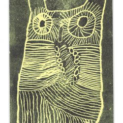 Owl - monoprint on paper