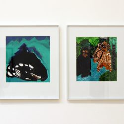 Left: 'Orca Whale in Deep Water' - Right: 'Brother Bears', both by Greg Robertson (Garth Homer Society)
