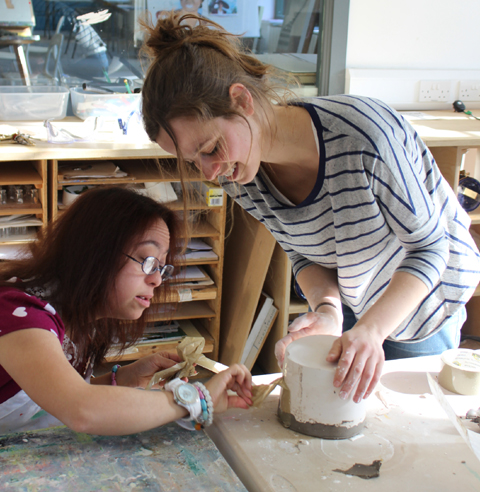 GET TOGETHER, CERAMIC TEXTILE AND WOOD, 2014