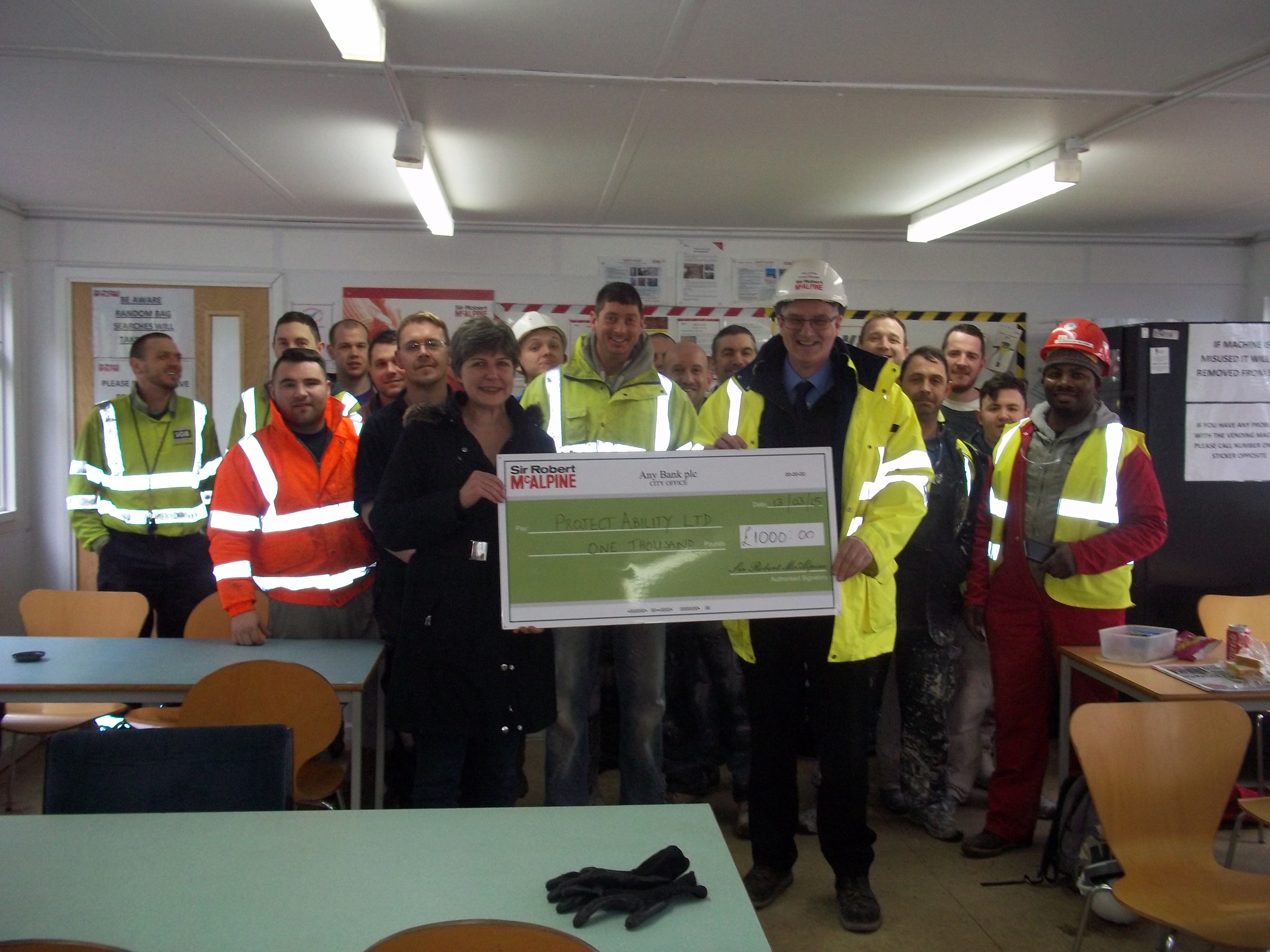 Sir Robert McAlpine donate £1000 to Project Ability