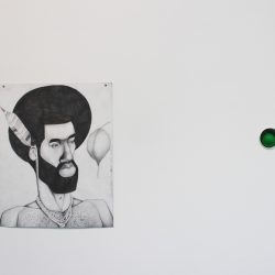 Left: 'The Levite Herbalist' 2015 Right: 'Many Moons (Paintball)' 2016 by Jim Lambie