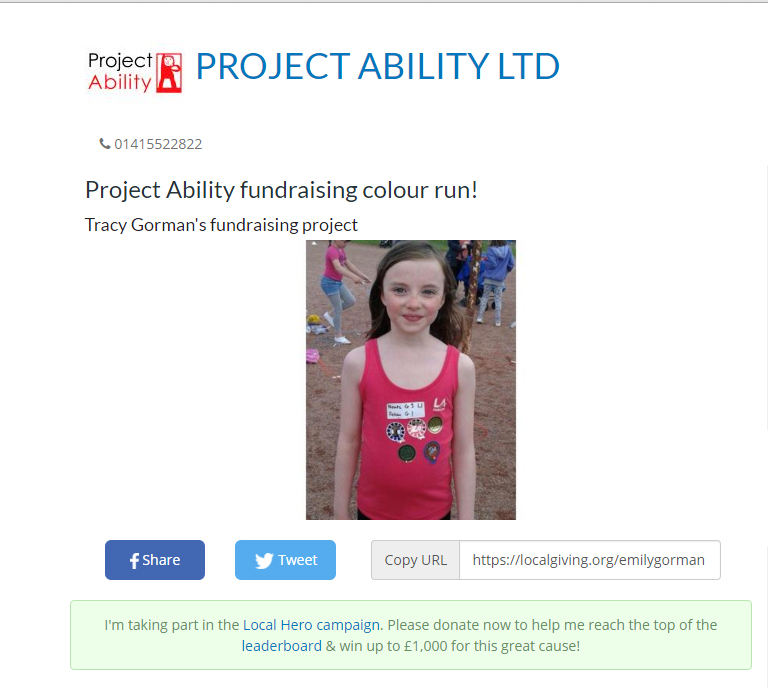 Help Emily raise funds for Project Ability