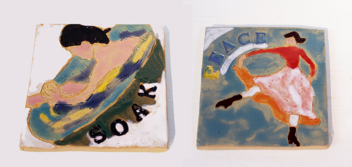 Ceramic tiles by Sian Mathers