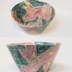 Ceramic hand drawn bowl
