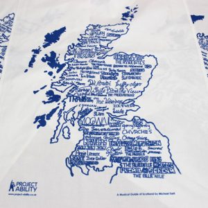 Tea towel, ‘Musical Guide of Scotland’