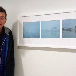 Simon McAuley in front of his work at Gartnavel