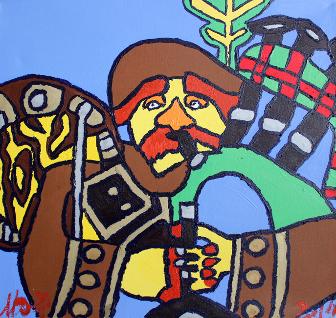 Painting of a piper by Cameron Morgan