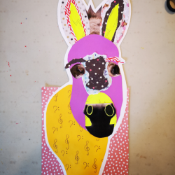 making animal collages at art camp Project Ability