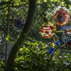 Accessible handmade woven art hanging at Linn Park