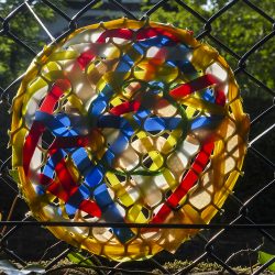 Accessible handmade woven art hanging at Linn Park