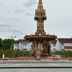 A large fountain in Glasgow Green