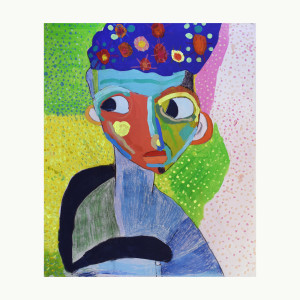 Woman with blue hat