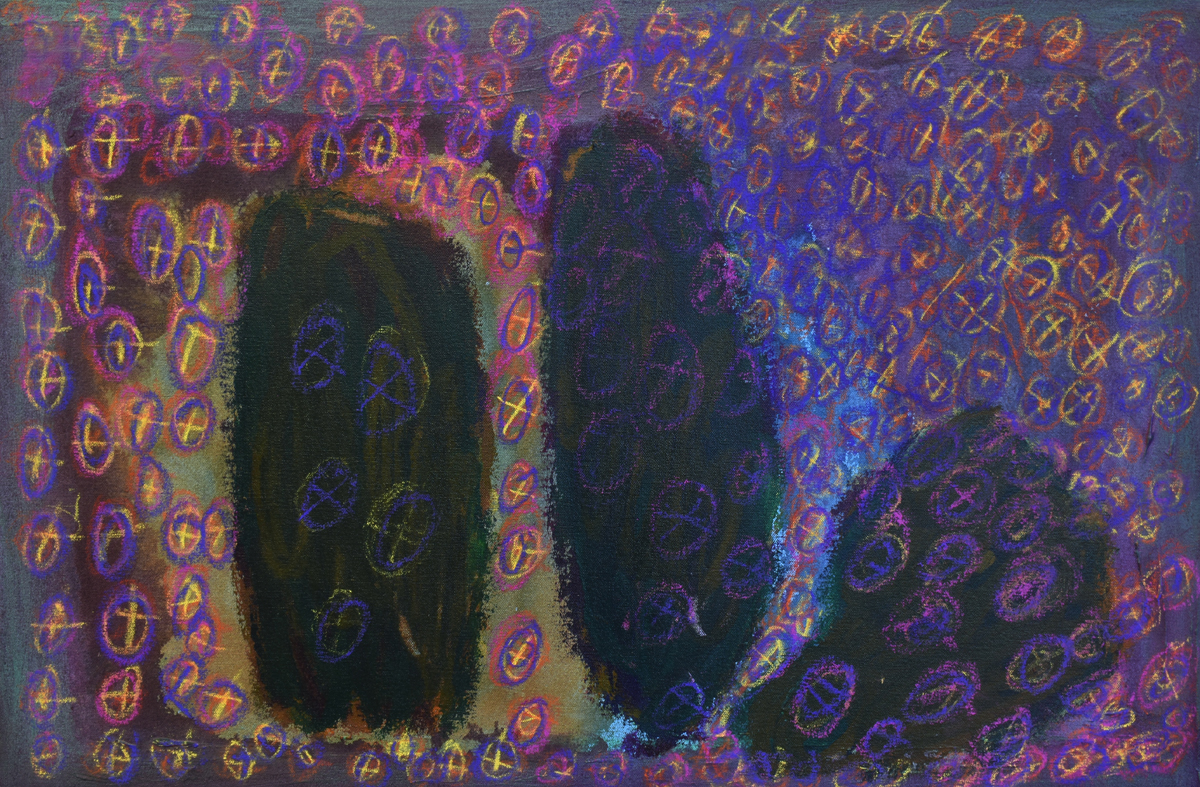 Untitled By Amna Sharif 40x60cm Acrylic And Pastel On Canvas Violet