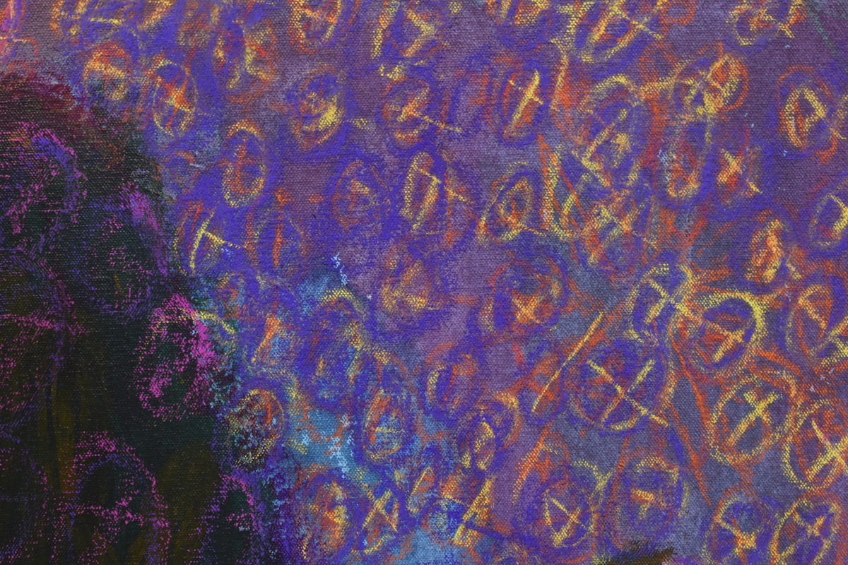 Untitled By Amna Sharif 40x60cm Detail Acrylic And Pastel On Canvas Violet