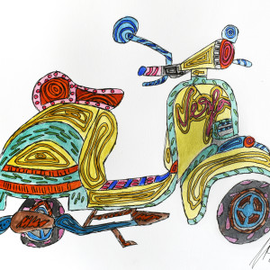 Colourful moped 2