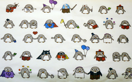 Penguin tea towel