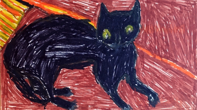 Black cat postcard